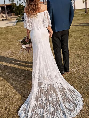 Mashengyue Lace Beach Wedding Dresses For Bride 2024 Bohemian Bridal Dress Wedding Gowns For Women Ivory Boho Wedding Dress Size 14 thumb #4