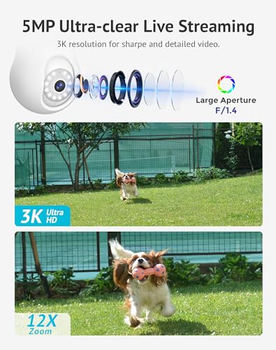LaView 5MP QHD Bulb Security Camera 2.4GHz, 360° 3K Security Cameras Wireless Outdoor Indoor Full Color Day and Night, AI Motion Detection, Audible Alarm, Easy Installation, Compatible with Alexa