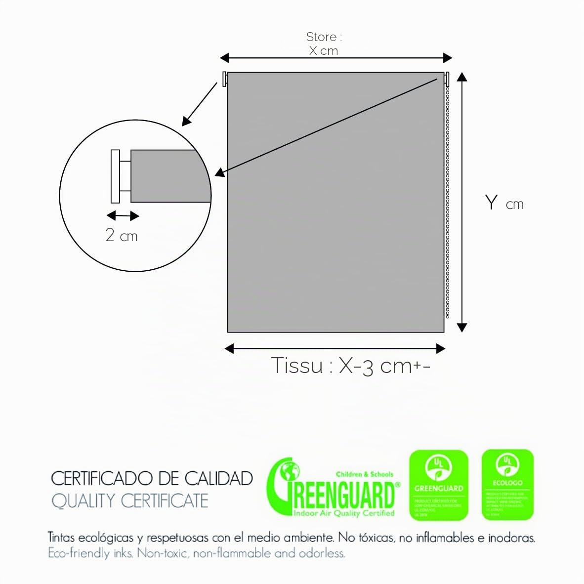 Blindecor Store occultant sans perçage Motif Blackout imprimé numérique Calma 80 x 150 cm Taille du Tissu 77 x 145 cm Zen Blackout Easyfix