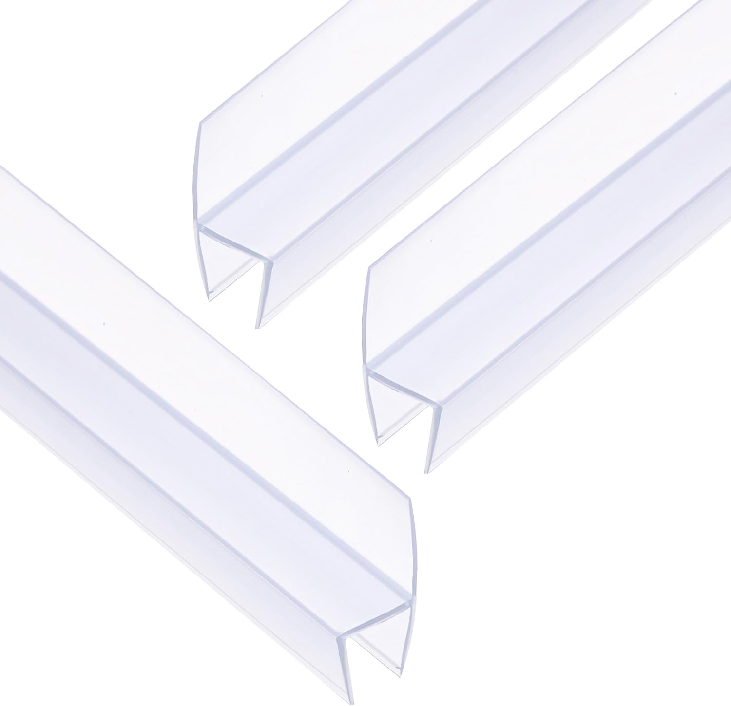 uxcell shower door side seal, h-type shower door sweep for 3/8" glass 78.5" long (15.7" x 5 pcs), 3 section segmented frameless glass door seal strip, stop shower leaks, clear