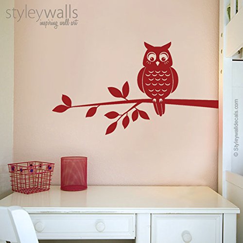 Owl and Branch Wall Decal for Nursery Décor, Owl Wall Decal