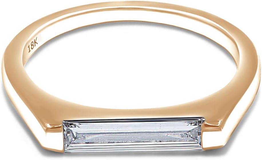 SAVEARTH DIAMONDS 0.55 Carat Baguette Shape EGL Certified Lab Grown Diamond Solitaire Engagement Wedding Band Ring For Women In 18K Solid Gold (Color: G-H, Clarity: VS-SI, 0.55 Cttw)