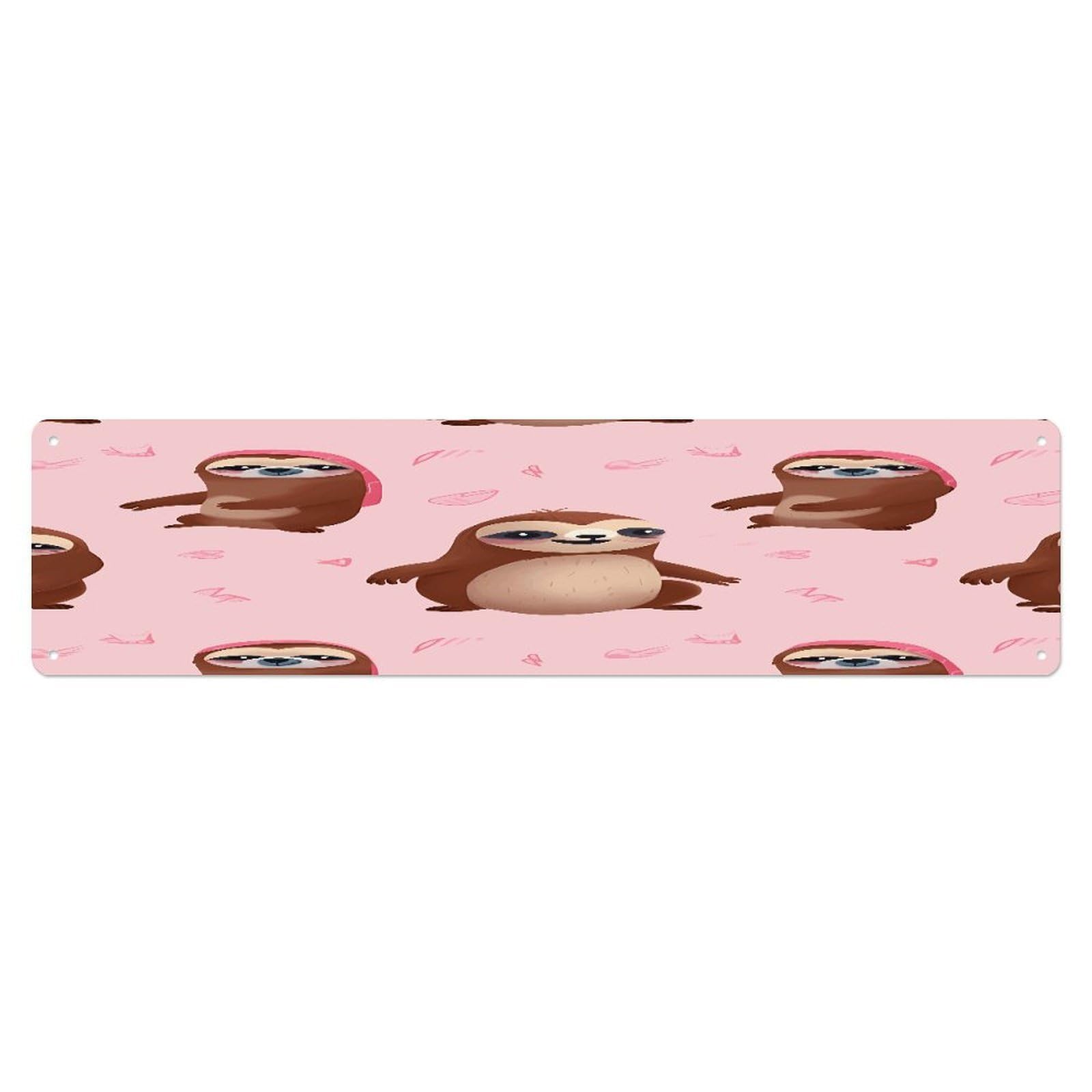 Adfgyerh Style Sloth-Pink Wall Decor Aluminum Waterproof. Plaque, Practical Gift,Sign 15.7X3.9 Inch Poster,For Home, Office, Business, Garage– Indoor/Outdoor