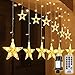 Produktbild SALCAR 108er LED Lichtervorhang Sterne, 2x1M 12er Sternen Lichterkette Innen Außen Fenster, Weihnachtslichter Sternenvorhang mit 8 Modi, Fernbedienung und Memory-Funktion, Warmweiß