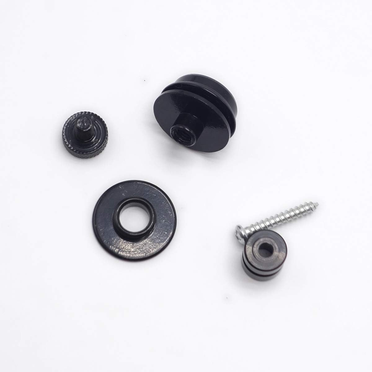 2PCS Guitar Strap Locks Bass Strap Lock Buttons Black &Golden with 2 pick (Black)…