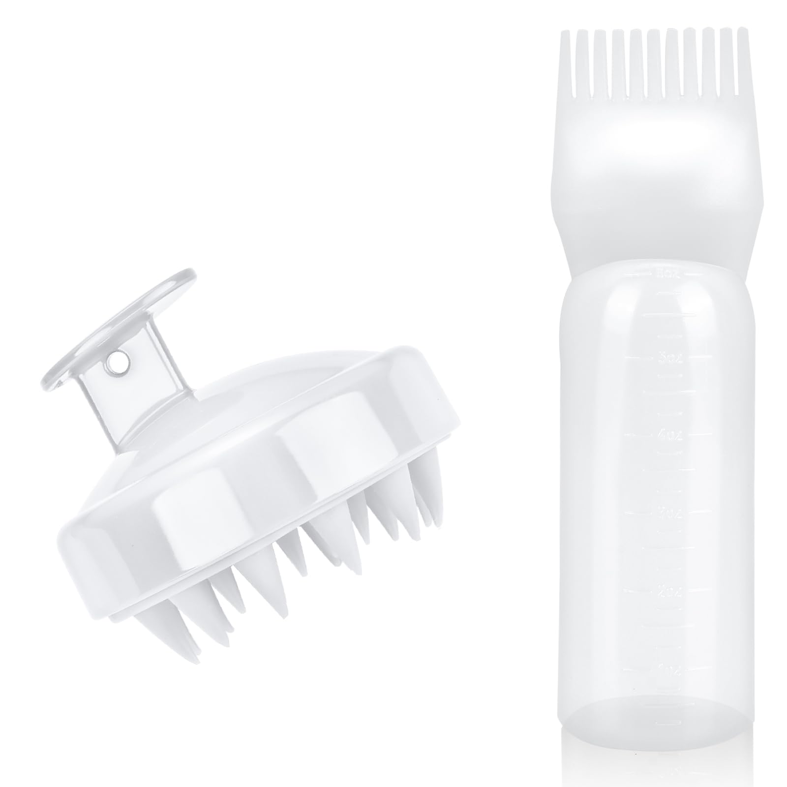 mvorry Haaröl Applikator, Wurzelkamm-Applikatorflasche und Kopfmassage Bürste, Hair Oil Applicator Bottle, Zuverlässiges Haarstyling Werkzeug für Hair Oiling Haar Colorationen (Weiß)