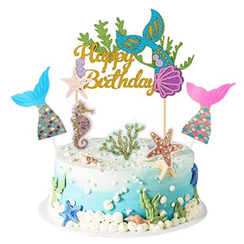 Wootkey B07P5ZBK7H 36 Pcs Glitter Mermaid Cupcake Toppers Mermaid Cake Topper Under The Sea Beach Mermaid Tail Cake Decoration Birthday Party Supplies thumb #6