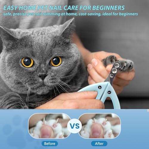 lcyen Krallenschere Katzen Katzen Krallenschneider Set Katzenkrallen Schneider mit 2mm/4mm Sicherheitsloch Über-Schnittschutz, Tierarzt-entwickelt für Welpen/Kleine Hunde (1 Set inkl. Diamantfeile)