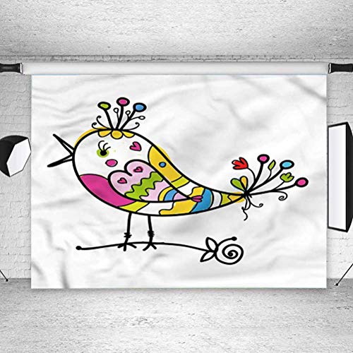 Vinyl-Hintergrund, 2,4 x 2,4 m, Vogel, Ornament, Vogel, singend, Fotohintergrund für Babys, Neugeborene, Fotostudio… – Bild 3