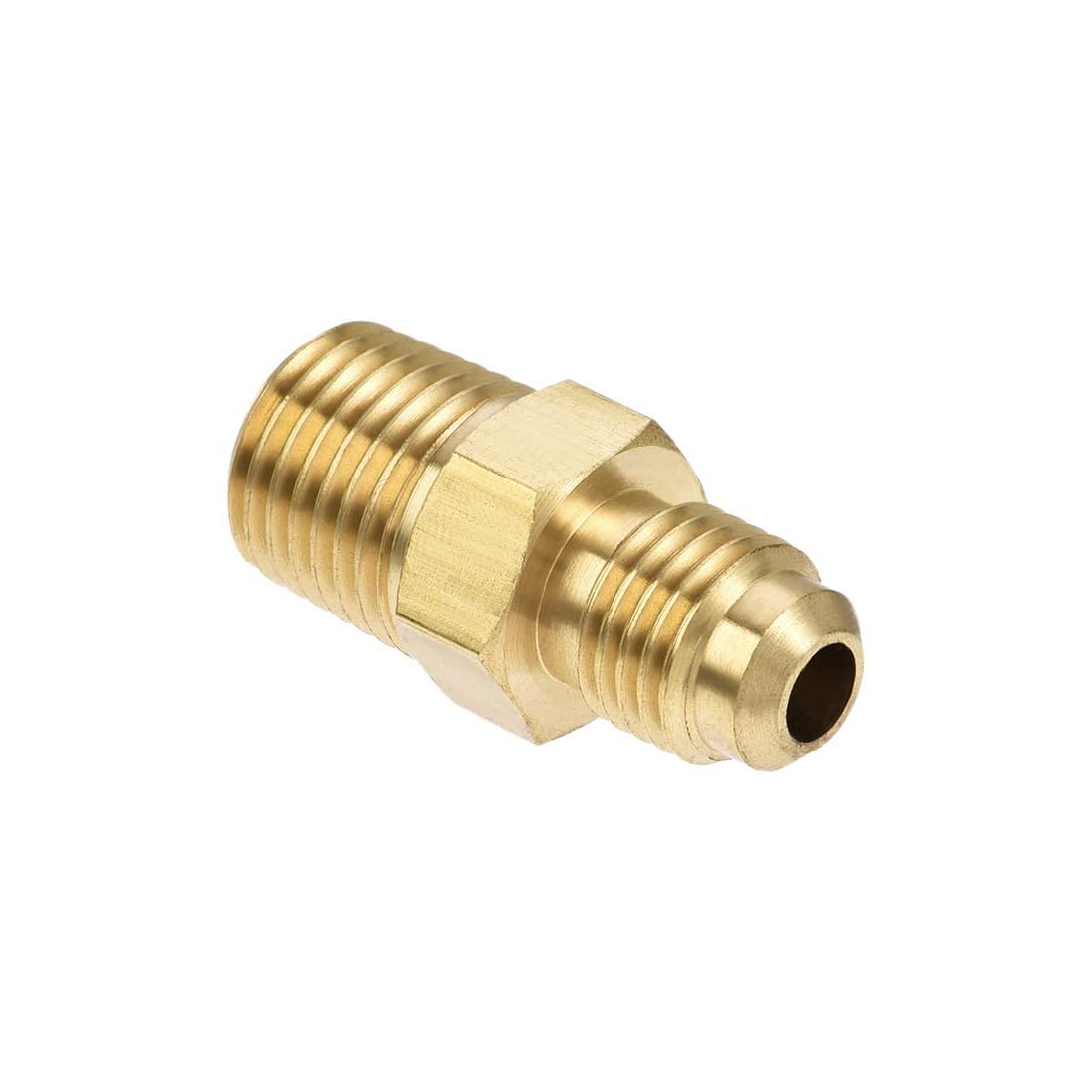 MACHSWON Brass Pipe Fitting, 1/4 SAE Flare to 1/4 NPT Male Thread, Tubing Adapter Hose Connector for Air Conditioner Refrigeration, 1pcs
