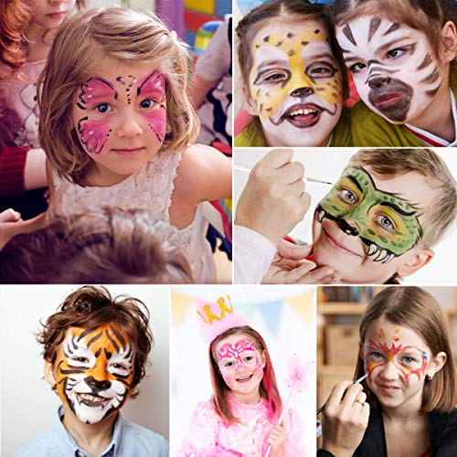 Loijon Kit profissional de pintura de rosto e corpo 7 cores Tintas à base de água laváveis com pince