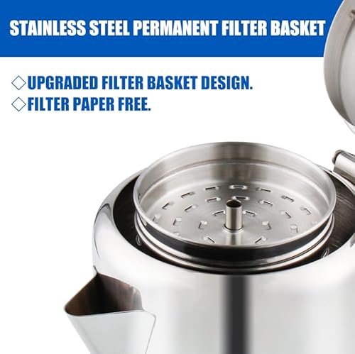 Apoxcon Percolator Coffee Pot Stainless Steel Coffee Percolator With Heat Resistant Glass Knob Top thumb #3