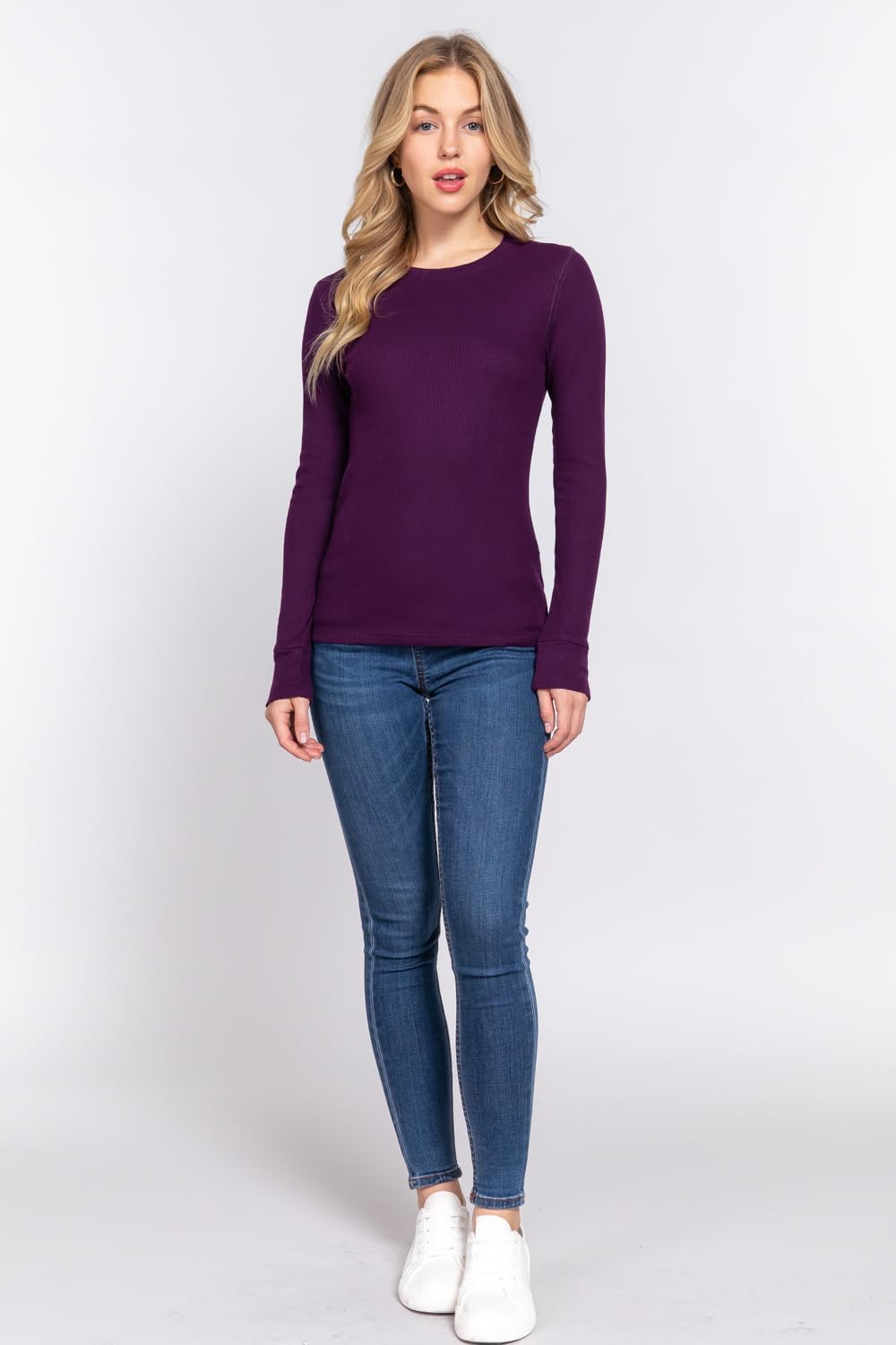 Emmalise Women's Thermal Crew Neck Long Sleeves Fitted Top