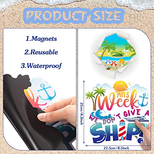 Kanayu 4 Pcs Cruise Door Magnets This Week We Don't Give A Ship Cruise Ship Door Magnets 8.3 In Funny Anchor Vintage Palm Tree Vacation Cruise Door Decoration Magnetic For Carnival Cruise Refrigerator #TOP1