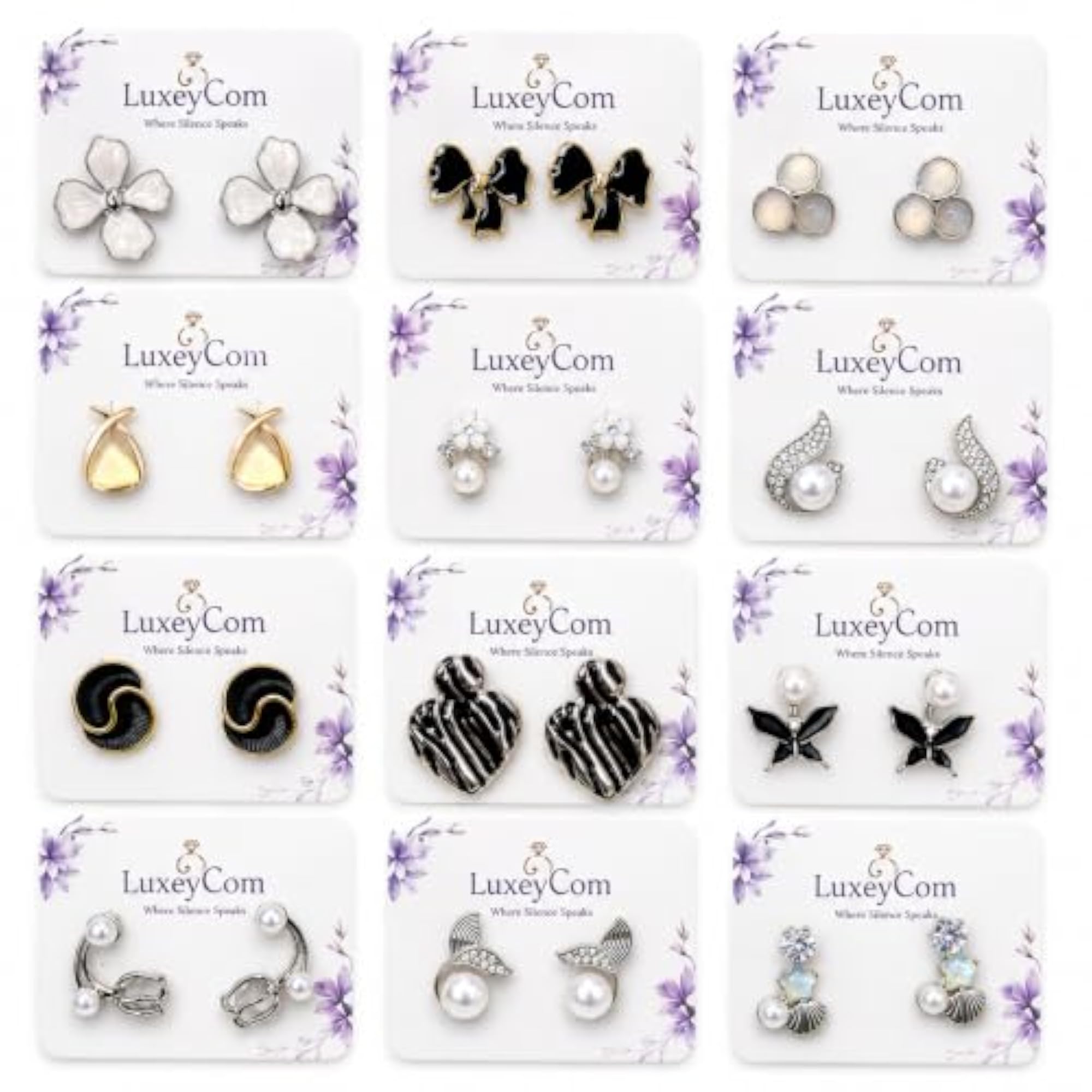 Premium 12 Pair Earrings Organizer Box with Assorted Fashion Earrings