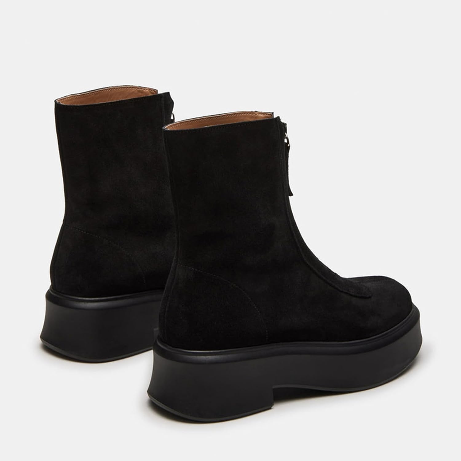 Women's Platform Ankle Boots Leather Boot Chelsea Booties Block Heel Round Toe Short Combat Boots Comfortable Zipper Winter Snow Boot Casual Dessy - Image 6