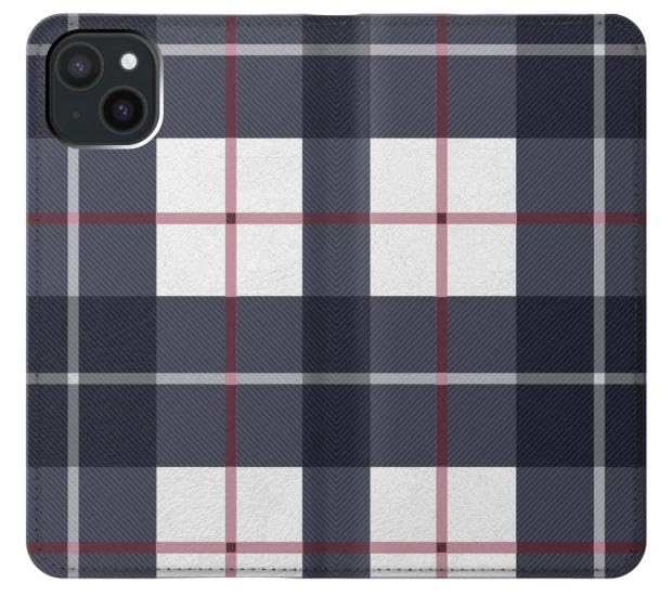 Étui cuir iPhone 15 Plus à motif plaid pour éviter les rayures - 3