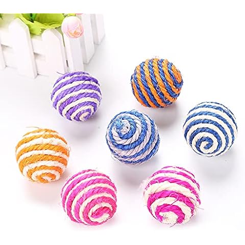 6Pcs Random Color Cat Ball Toy Pet Play Chew Toy Cat Sisal Ball Pet Chew Toys Interactive Pet Toys for Cats Dog Cover