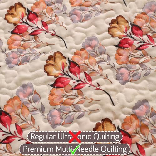 Image of HOKIPO 'Florentina Series' 1 PC Backrest Mat for Sofa Cover | Premium Multi-Needle Quilted Holland Velvet Mat with Anti Slip Backing, Autumn Cream (IN-877-V3*S)