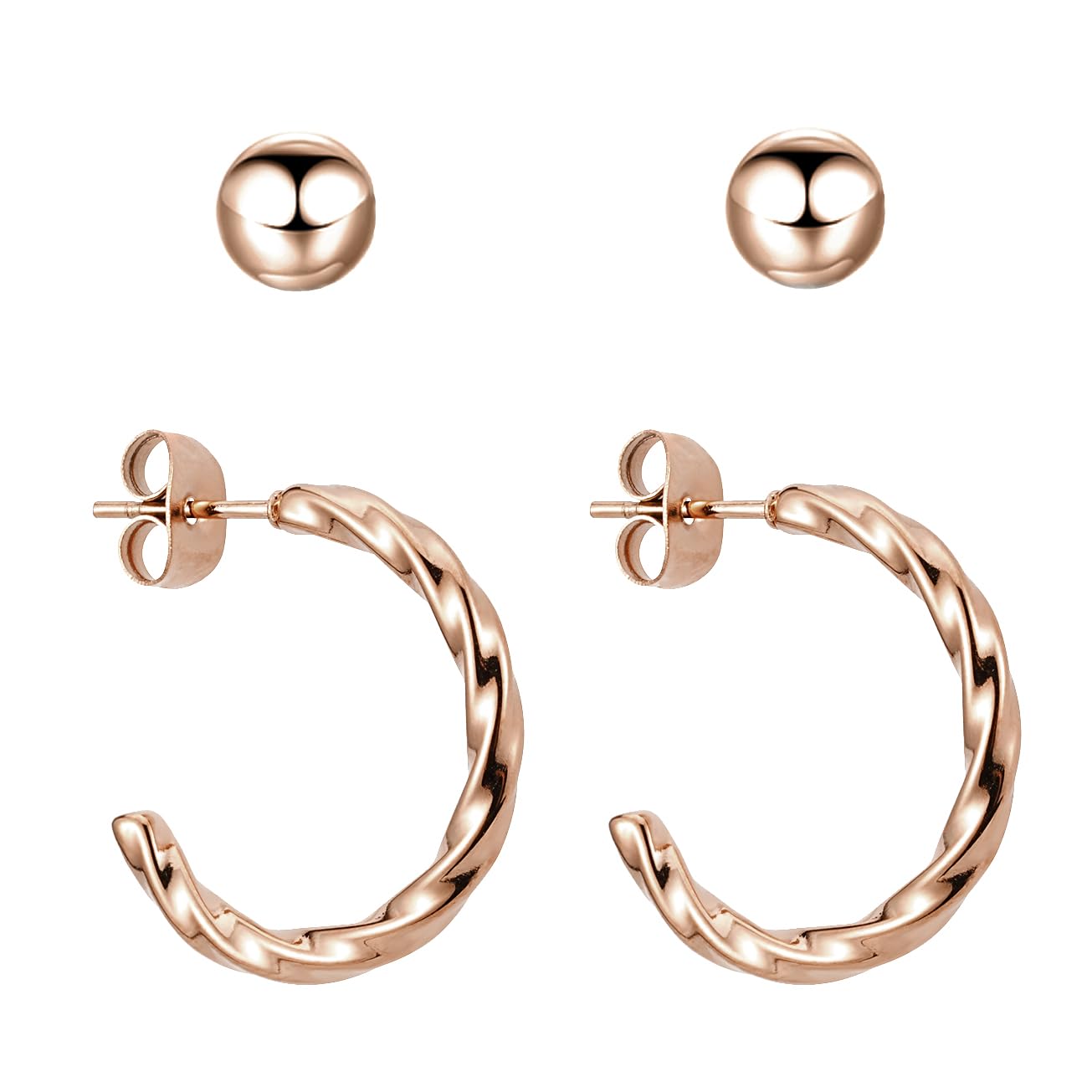 BONNYBIRDPendientes Aro Acero Inoxidable Mujer en Plata, Oro & Oro Rosa - 100% Resistentes al Agua & Hipoalergenicos (20 mm)