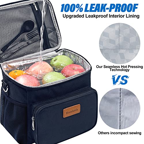 Macadamla Weinas Lunch Bag For Women/Men,Insulated Lunch Box Cooler Bag For Adult,Collapsible Leakproof Lunch Bag With Adjustable Shoulder Strap For Work Office Picnic Beach Blue S #TOP4
