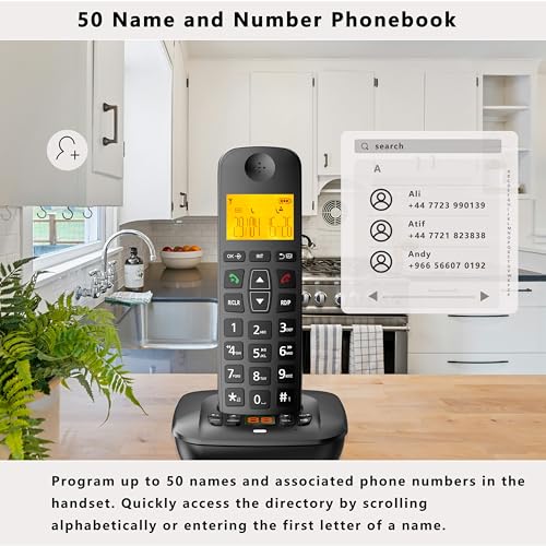 D1007TAM DECT Cordless Phone with Answering Machine, Caller id/Call Waiting, Backlit Display, Big Button Keypad, Single Handset Expandable to 5 handsets - Thumbnail 3