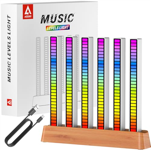 AODUKE Cherry Wood LED Light Bar, Music Sync RGB Light,USB Music Rhythm Lights Ambient Lamp for Gaming Movies Lamp,PC Desktop Music Light,TV Room Decoration,Voice Rhythm Spectrum Light-AJRZJ6