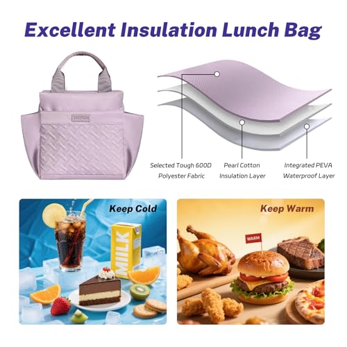 stillithou Lunch Bag Insulated Leakproof, Lunch Bag Women Lightweight Waterproof for Work Travel Beach Picnic, Medium(Normal), Black — view 3