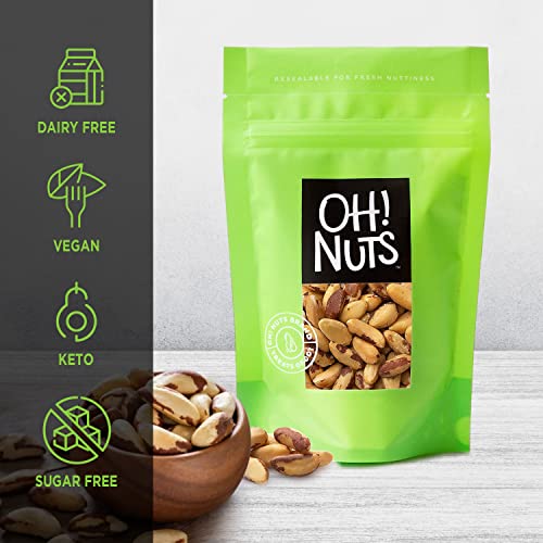 Raw Brazil Nuts (1 Lb Resealable Pack) | Whole Unshelled Raw Natural Premium Brazil Nuts | Great For Cooking, Salad, Snacking - Oh! Nuts #TOP1