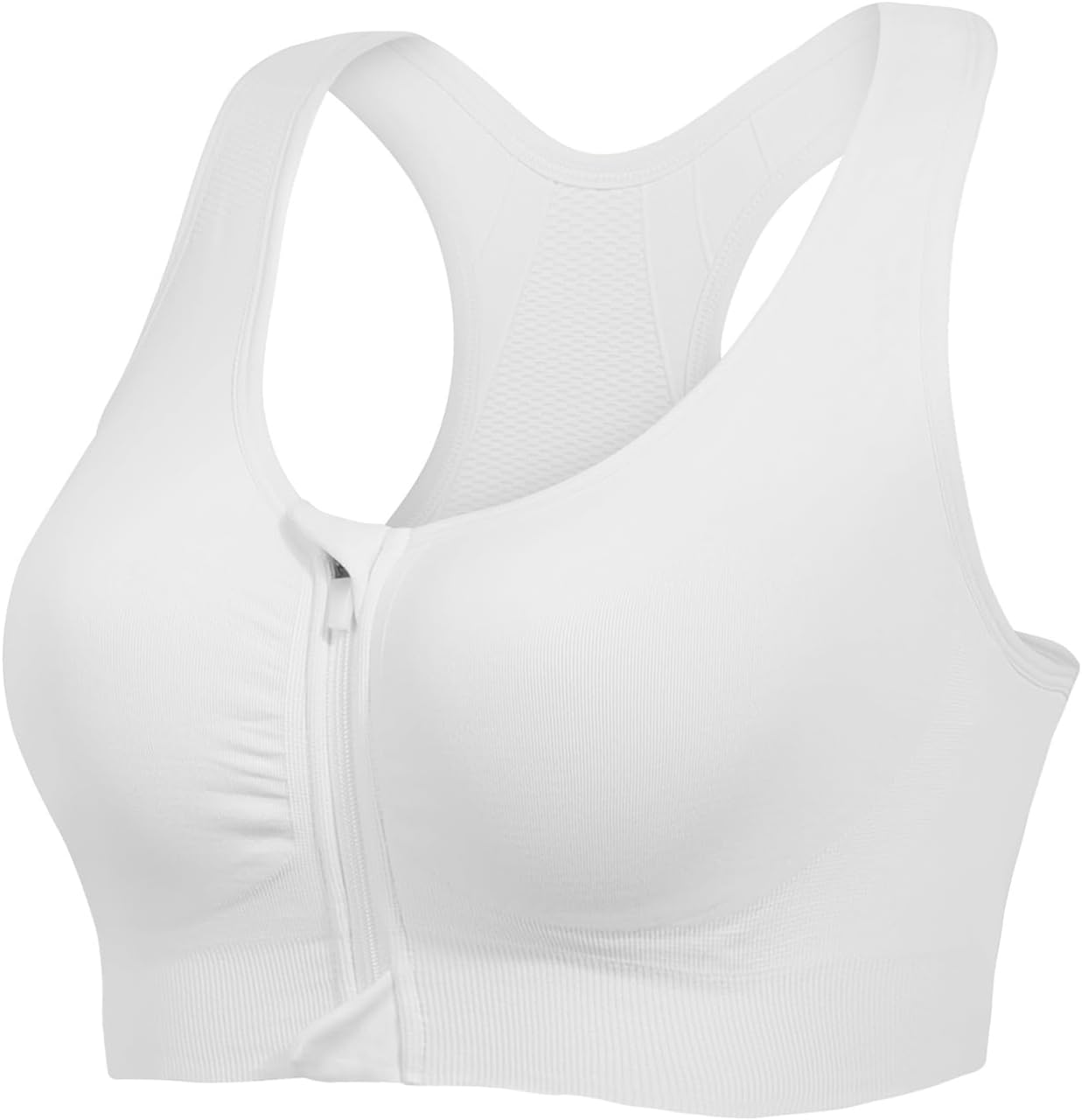 Lemef Front Zipper Sports Bras for Women Wirefree Post Surgery Bra Front Closure Racerback Compression Mastectomy Bras
