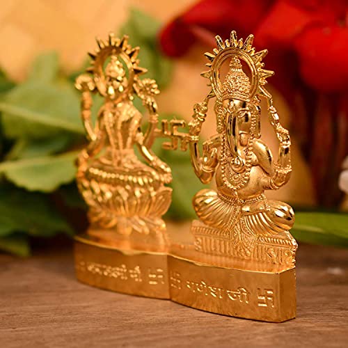 Hashcart® Lakshmi Ganesha Statue Laxmi Ganesh Idol Murti [ 4 Inch ] - For Mandir, Home - Ganesha Statue & Lakshmi Statues, Indian Diwali Gift #TOP2