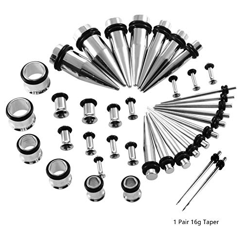 HEKEUOR 38PCS 16g-00g Surgical Steel Ear Stretching Kit Tunnels and Tapers Set2