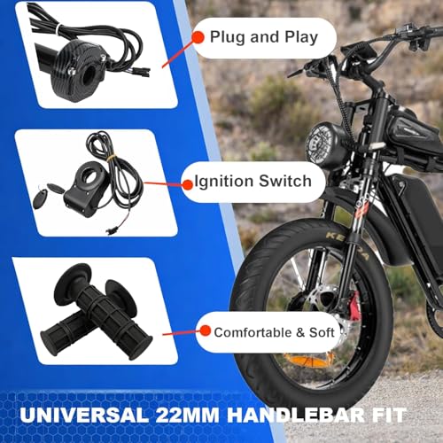 Image of Full Twist Throttle for Ridstar Q20, Surron Throttle with Ignition Switch, Ebike Throttle Grips Cable Kit Compatible with Ridstar Q20 Electric Dirt Bike