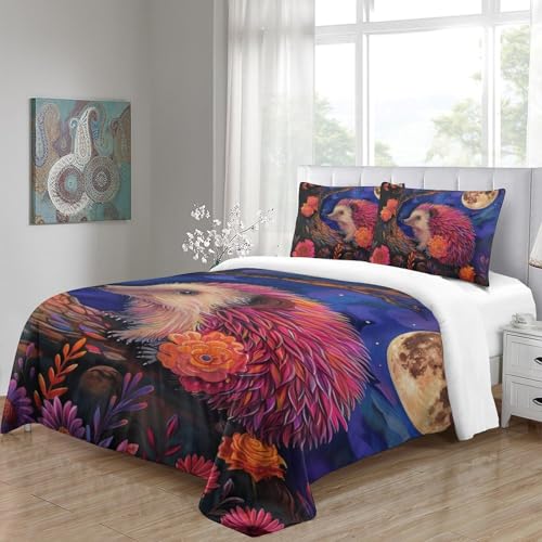 Parure de lit microfibre facile à laver housse de couette 200x200 hérisson 3D - 5