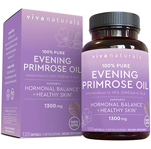 Evening Primrose Oil Capsules with GLA (1300 mg), Helps Support Hormone Balance for Women, Cold-Pressed, Gluten-Free & Non-GMO, 120 Softgels