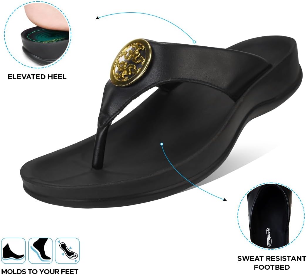 AEROTHOTIC Arch Supportive Strappy Orthotic Comfortable Flip Flops Cushion Soft Toe Post Non-Slip Summer Casual Travel Walking Thong Sandals Women Beach Essentials - Image 4