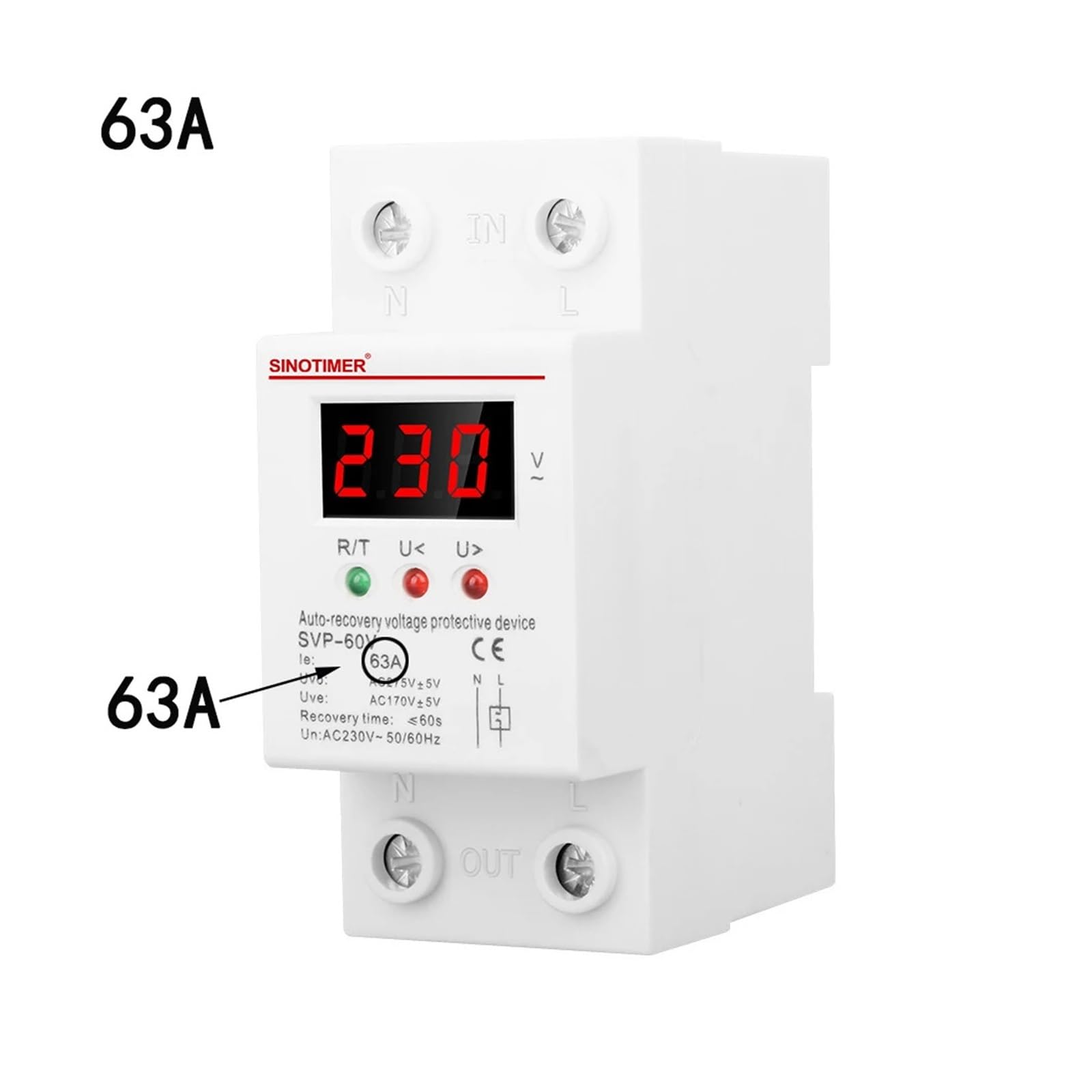 Jednofazowy wyświetlacz LED, regulacja przekaźnika napięcia, zabezpieczenie przed niskim napięciem, regulator mocy odcięcia 220V 63A 40A (63A)