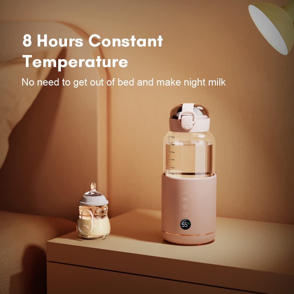 HUIOP Chauffe-Eau portatif,Chauffe-Eau Portable pour Formule bébé Capacité de 300 ML Contrôle précis de la température Batterie intégrée Chauffe-Eau instantané sans Fil Bouilloire électrique pour