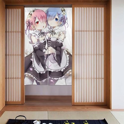 Re:ゼロから始める異世界生活 のれん 目隠し 暖簾 和風のれん おしゃれ 間仕切りカーテン 玄関目隠し 寝室 浴室用 湯 出入り口用 暖簾 四季兼用 壁掛け グッズ 幅86cm×丈143cm