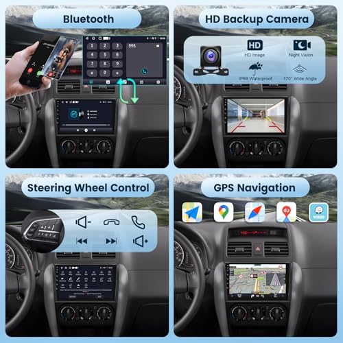 Image of 2+64G Android Stereo for Suzuki SX4 2006-2013 Support Wireless Carplay&Android Auto with 9 inch Touchscreen GPS Navigation Bluetooth USB WiFi FM /RDS Radio Receiver Backup Camera