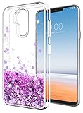 LG G7 ThinQ Case,LG G7 Case SunStory Luxury Fashion Design with Moving Shiny Quicksand Glitter and Double Protection with PC layer and TPU Bumper Case for LG G7 ThinQ Phone (Purple)