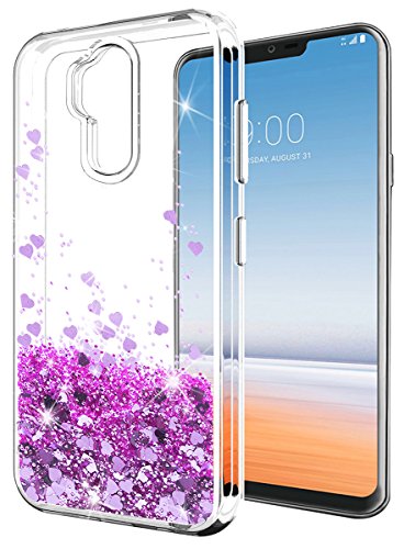 Galaxy S10E Case SunStory Luxury Fashion Design with Moving Shiny Quicksand Glitter and Double Protection with PC Layer and TPU Bumper Case for Samsung Galaxy S10E Phone (Purple)