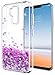 LG G7 ThinQ Case,LG G7 Case SunStory Luxury Fashion Design with Moving Shiny Quicksand Glitter and Double Protection with PC layer and TPU Bumper Case for LG G7 ThinQ Phone (Purple)