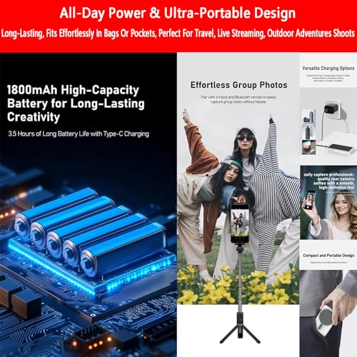 Magnetic Phone Vlog Selfie Monitor Screen for iPhone & Android, Wireless Screen Mirroring Connection with Bluetooth Remote, Using Phone Rear Camera for Selfie Vlog Live Stream TikTok YouTube White by Kimlong - Image 6