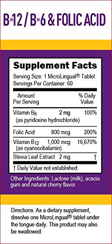 Superior Source B12/B6 /Folic Acid Multivitamin Tablet, 1000 Mcg/2 Mg/800 Mcg, 60 Count #TOP1