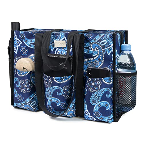 TOPDesign Utility Water Resistant Tote Bag for Women - 13 Exterior & Interior Pockets, Top Zipper Closure, Thick Bottom Support - Perfect Work Tote for Teachers, Nurses, Accountants, Professionals by TOPDesign - Used condition - US$21.36