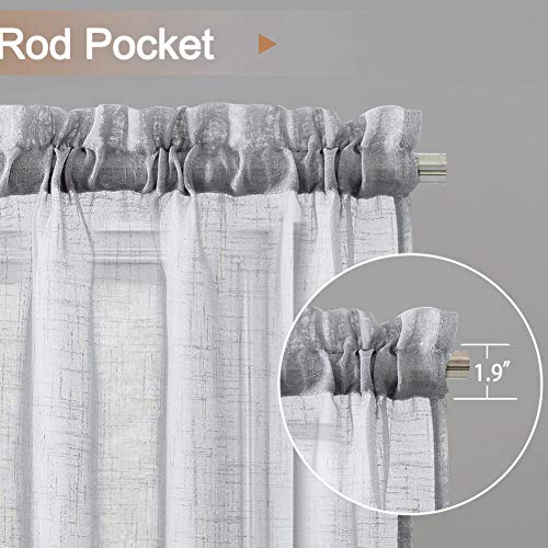 Xwtex Grey Sheer Curtains Valance Semi Sheer Window Curtain For Kitchen Café Half Window Curtains Rod Pocket (L16 X W60, 1 Panel) #TOP2