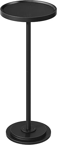 Miniatura 9 de Mesa auxiliar redonda pequeña, mesa de bebidas para espacios pequeños, mesa de cóctel con pedestal, base gruesa, para sala de estar, dormitorio,