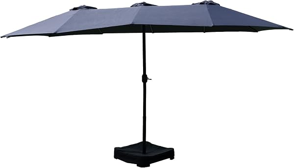 Kozyard 15 FT Double-Sided Rectangular Patio Umbrella, Base Included, Crank Lift Outdoor Patio Umbrella with UV Protection for Backyard, Pool & Garden Navy Blue