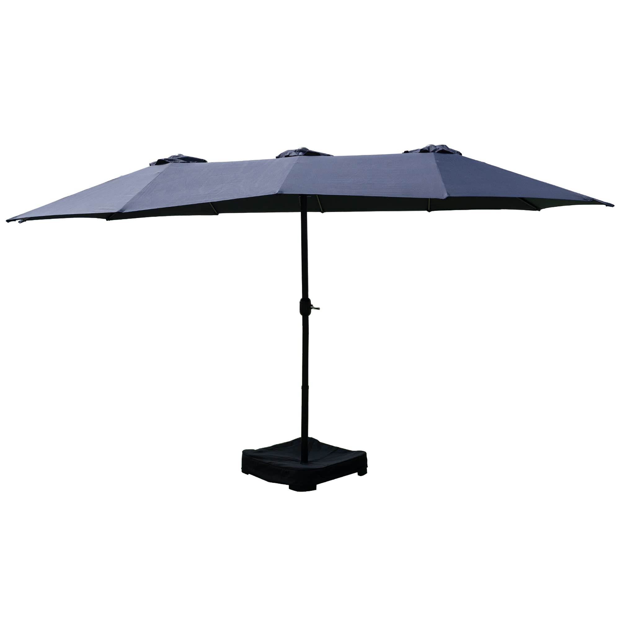 Kozyard 15 FT Double-Sided Rectangular Patio Umbrella, Base Included, Crank Lift Outdoor Patio Umbrella with UV Protection for Backyard, Pool & Garden Navy Blue